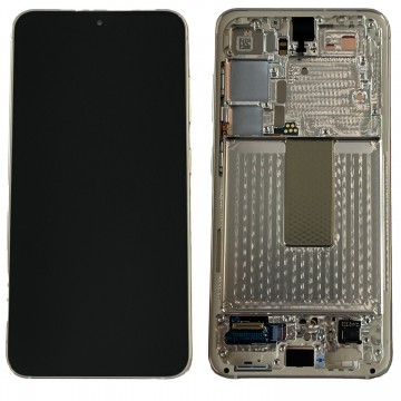 Pantalla con marco Blanco/Beige Samsung S23 S911 *ORIGINAL*