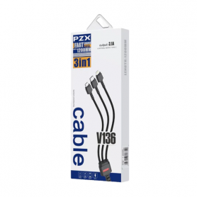 Cable de Nylon 3 en 1 - 3.1A - 1200MM Model: V136